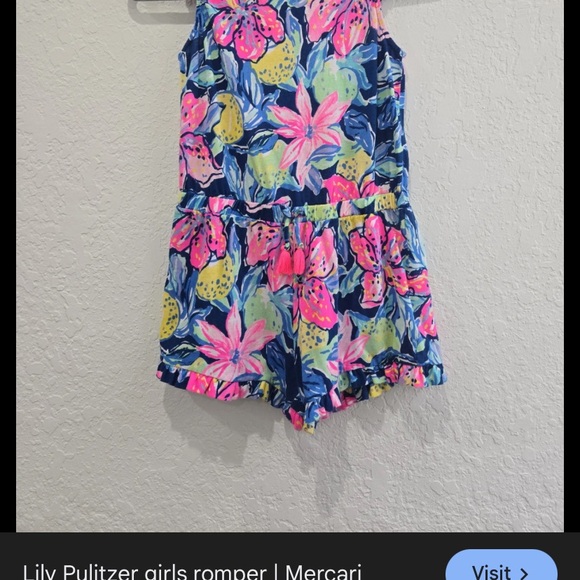 Lilly Pulitzer Kids' Tropical Romper - Blue, Pink, Yellow size large 8/10 - Picture 1 of 2